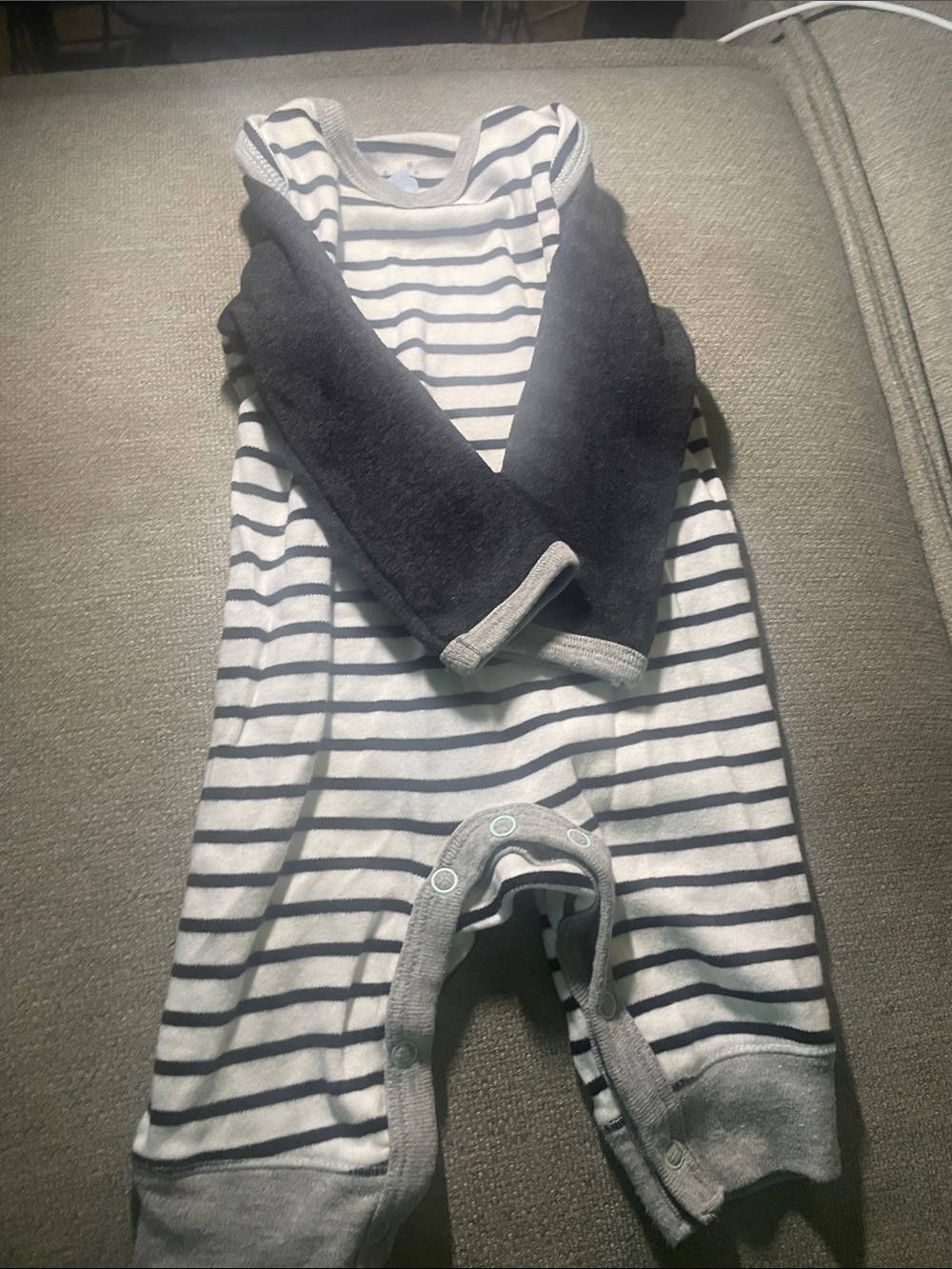 Cloud Island Striped Navy & White Long-Sleeve Baby One-Piece